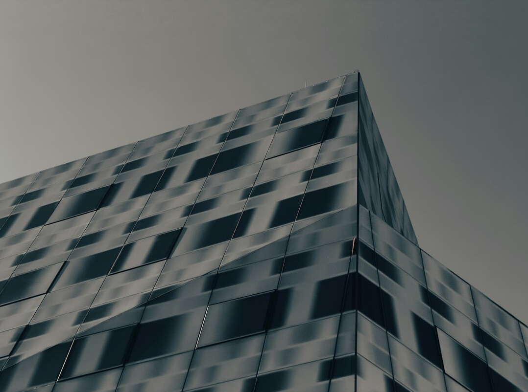 Modern corporate office building glass facade